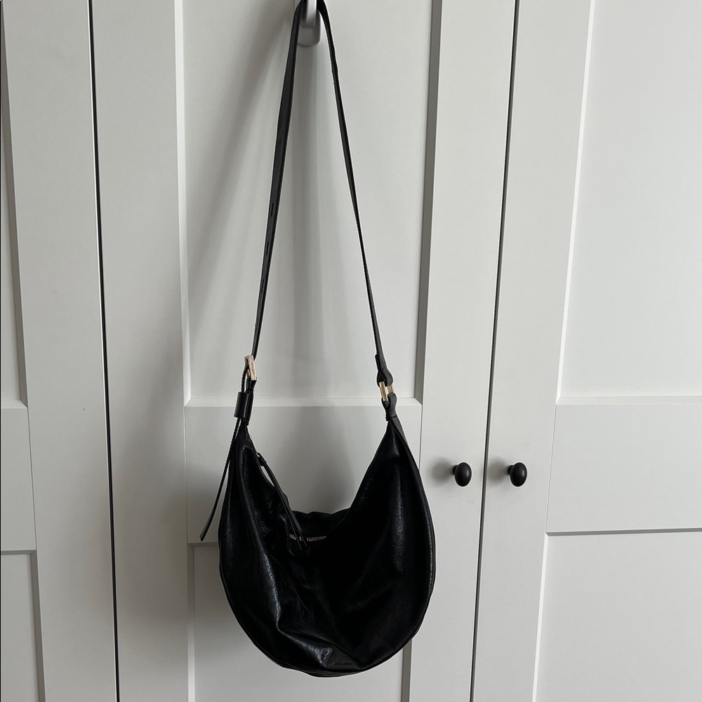 All Saints Black Leather Crossbody Bag